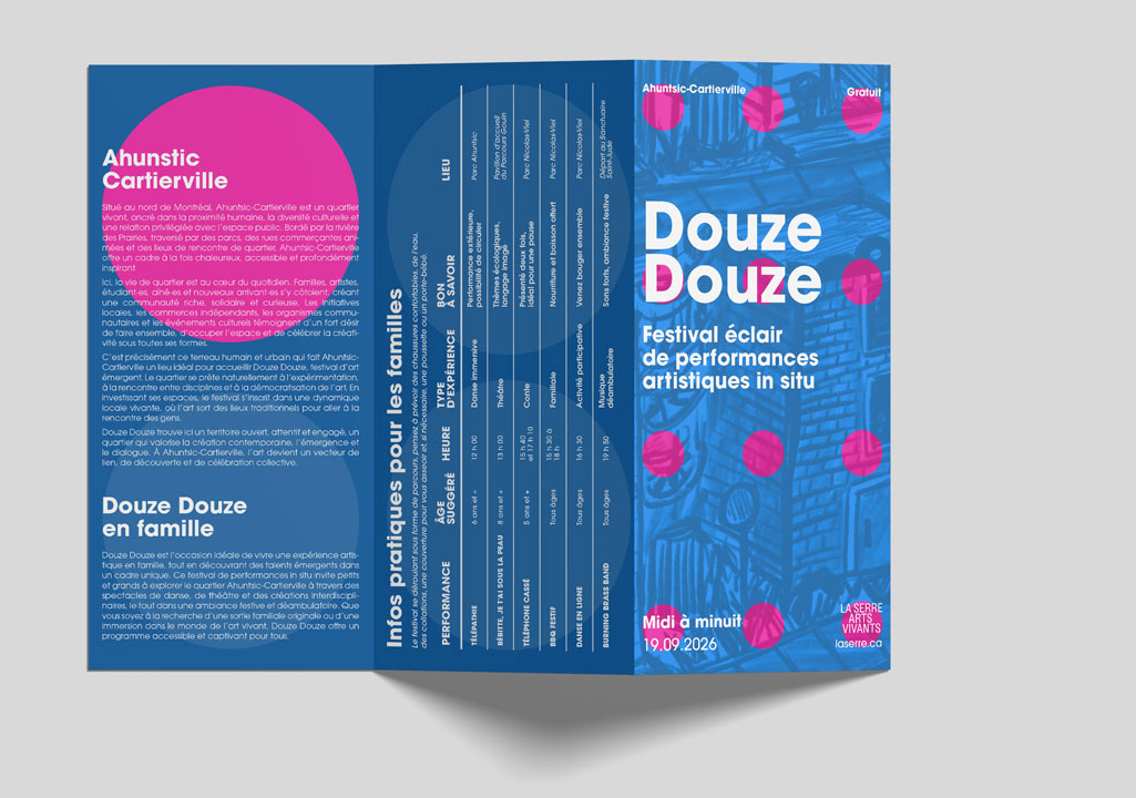 depliant promotionnel, projet publicitaire, design graphique par Laurence Rochon, graphiste Montréal