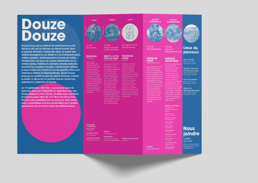 depliant promotionnel, projet publicitaire, design graphique par Laurence Rochon, graphiste Montréal